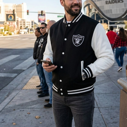 Las Vegas Raiders Wool and Leather Varsity Letterman Jacket