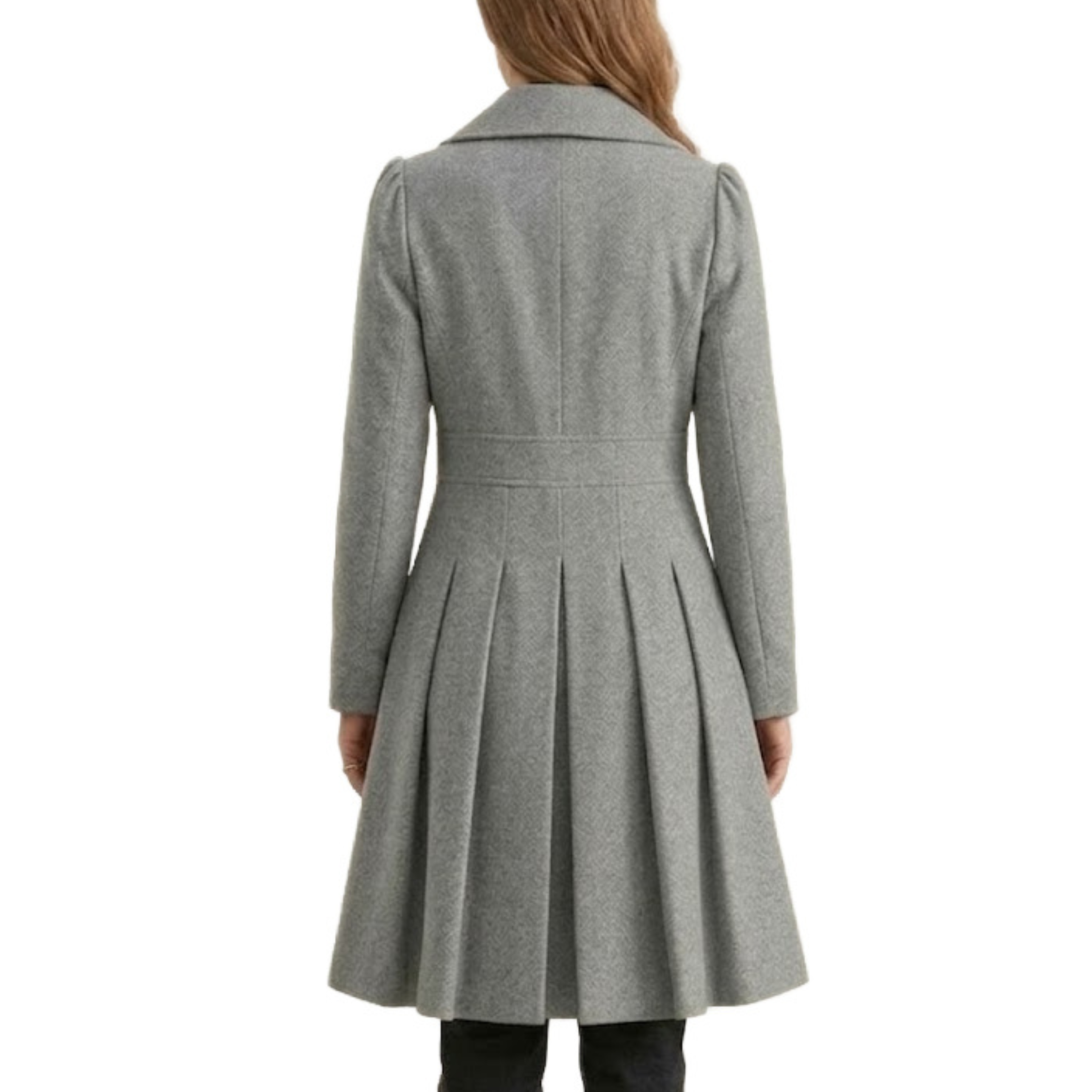 Womens Double Breasted Style Wool Casual Outfit Coats M / Brown