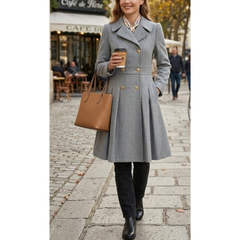 Womens Double Breasted Style Wool Casual Outfit Coats