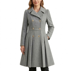 Womens Double Breasted Style Wool Casual Outfit Coats