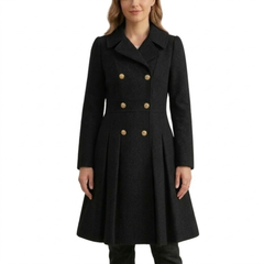 Womens Double Breasted Style Wool Casual Outfit Coats