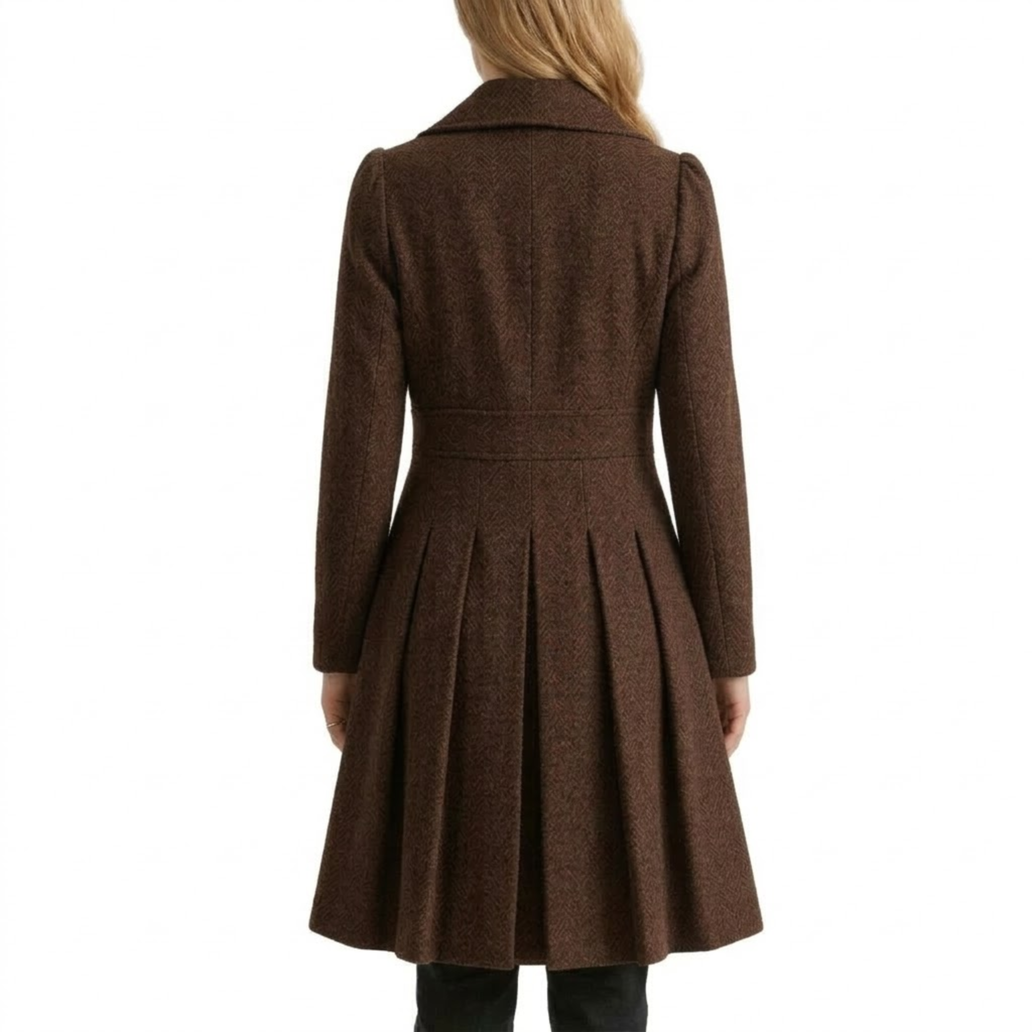 Womens Double Breasted Style Wool Casual Outfit Coats M / Brown