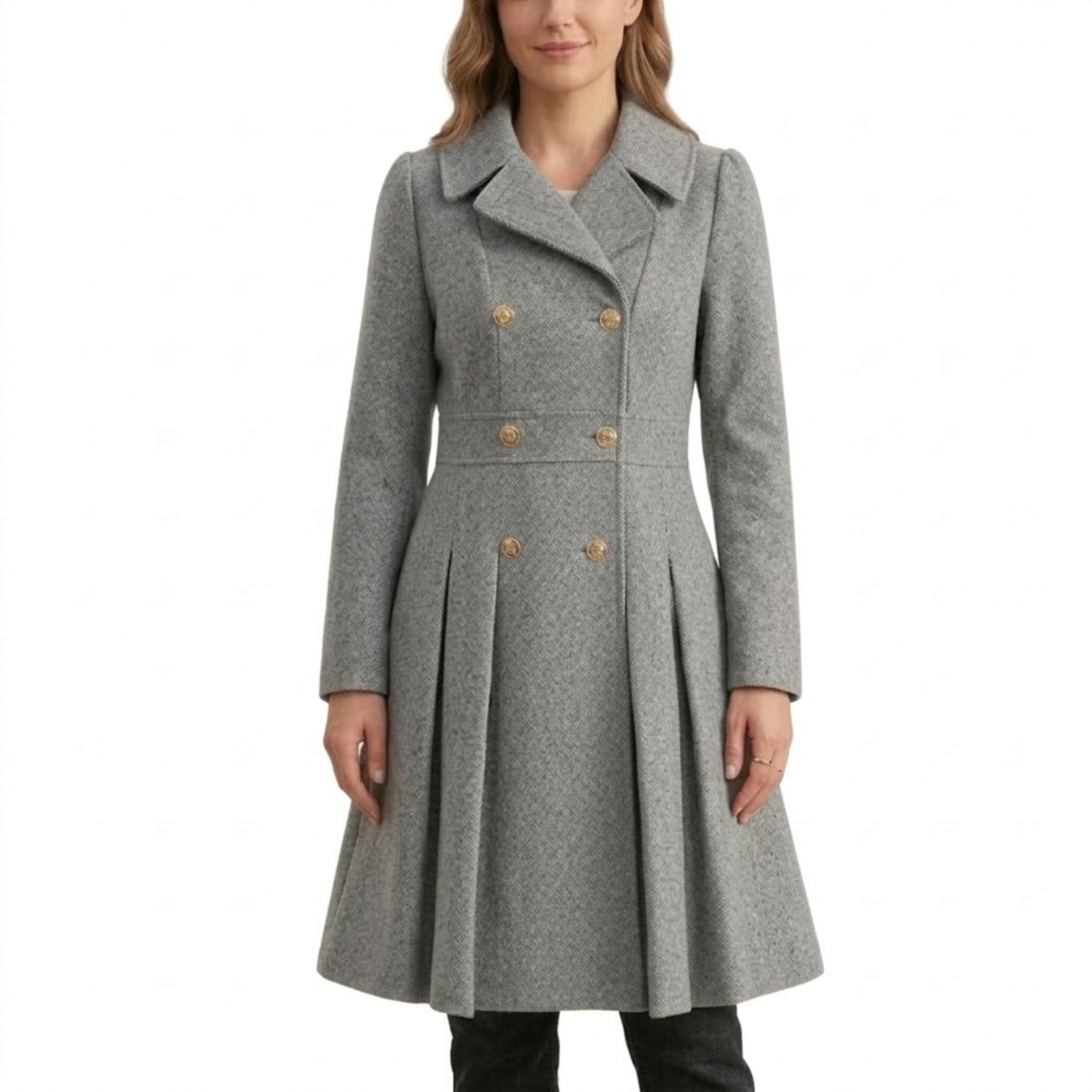 Womens Double Breasted Style Wool Casual Outfit Coats