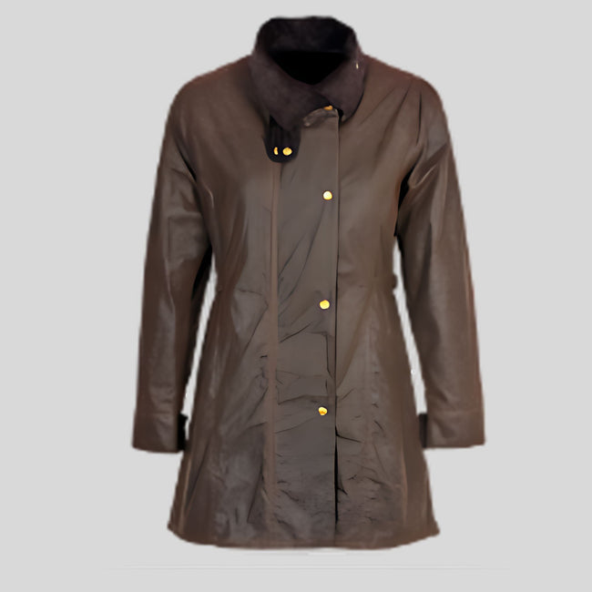 Women's Casual Style Vintage Brown Leather Coat