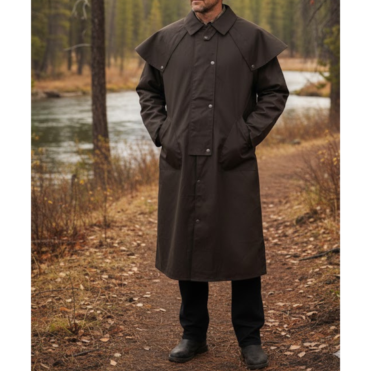 Men's Low Rider Duster Lightweight Cotton Brown Coat