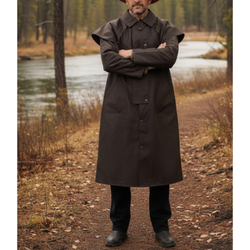 Men's Low Rider Duster Lightweight Cotton Brown Coat