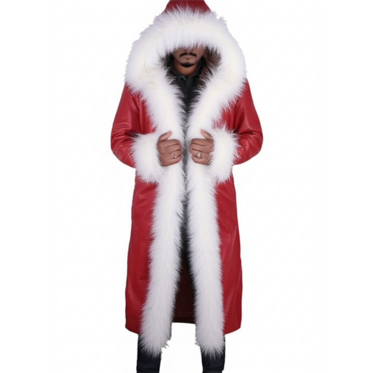 Santa Claus Christmas Chronicles Kurt Russell Red Shearling Leather Coat - Movie Replica