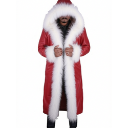 Santa Claus Christmas Chronicles Kurt Russell Red Shearling Leather Coat - Movie Replica