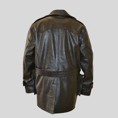 Aviator Flying Three Quarter Pilot Black Genuine Leather Coat