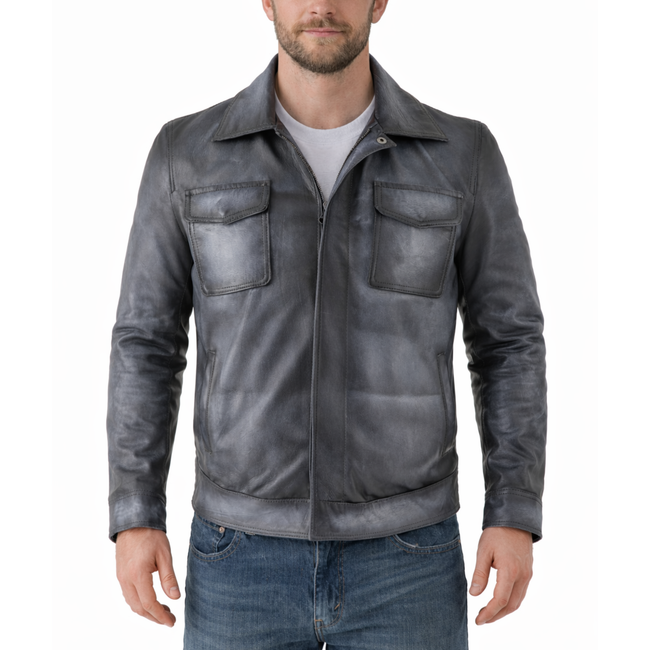 Mens Vintage Classic Real Leather Moto Jackets
