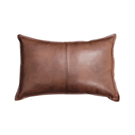 Antique Brown Real Leather Pillow Cover Soft Leather Cushion Cover 16 x 24 inches