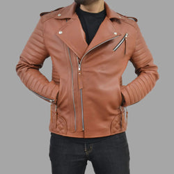 Men's Brando Motorcycle Moto Biker Genuine Leather Jacket