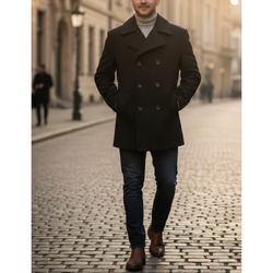 Mens Classic Wool Double Breasted Pea Coat