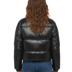 Women's Black Puffer Quilted Winter Bomber Jacket