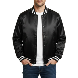 Men's Black Varsity Letterman Bomber College Style Jacket