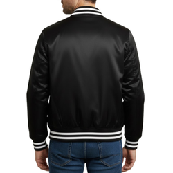 Men's Black Varsity Letterman Bomber College Style Jacket