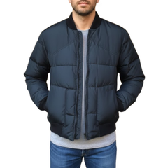 Men's Classic Blue Bomber Puffer Winter Jacket