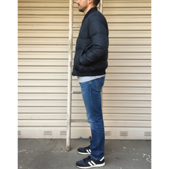 Men's Classic Blue Bomber Puffer Winter Jacket