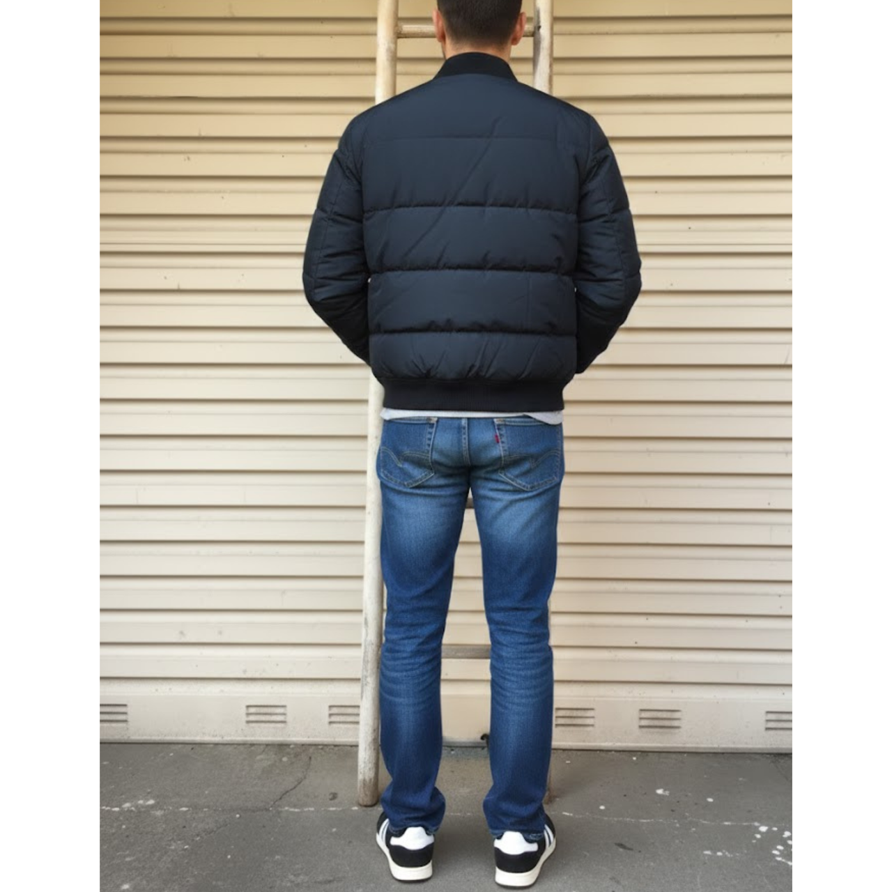 Men's Classic Blue Bomber Puffer Winter Jacket