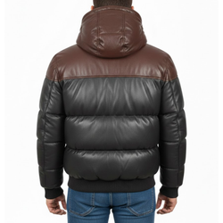Men’s Two Tone Bubble Quilted Winter Puffer Hooded Bomber Jacket