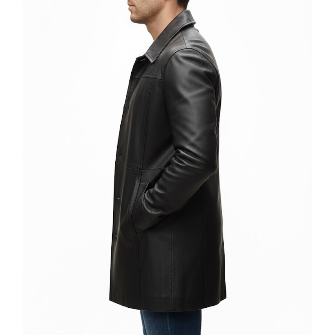 Men's Black Sheepskin Leather Soft Classic Winter Coat