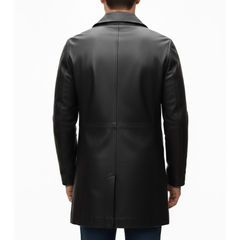 Men's Black Sheepskin Leather Soft Classic Winter Coat
