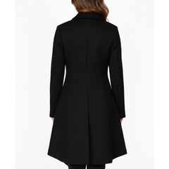 Women's Black Wool Single Breasted Modern Style Winter Trench Coat