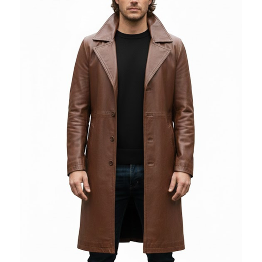 Men's Brown Sheepskin Leather Soft Classic Winter Coat