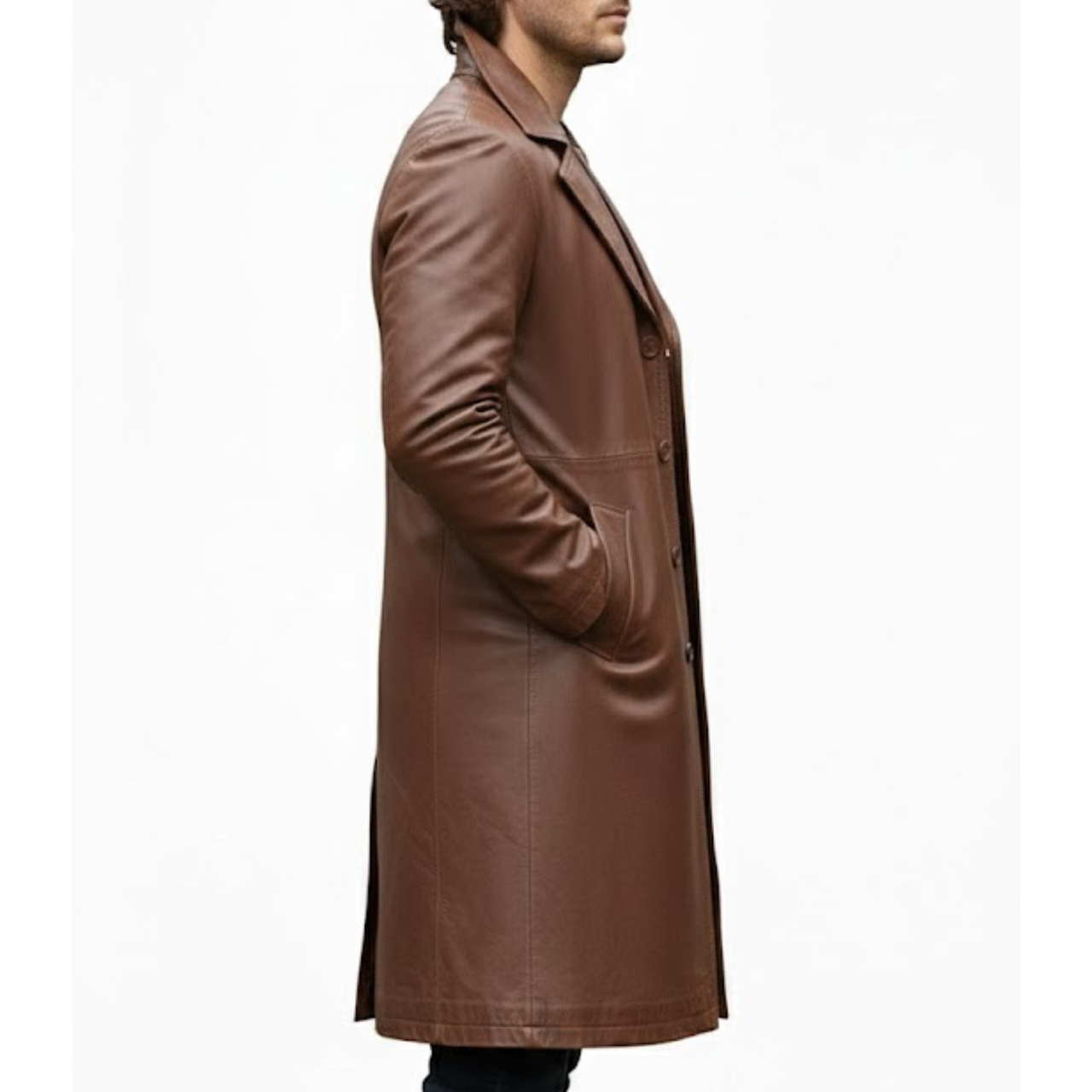 Men's Brown Sheepskin Leather Soft Classic Winter Coat