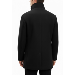 Men's Black Wool Double Breasted Pea Coat Style Winter Overcoat