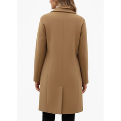 Women's Camel Brown Wool Double Breasted Notch Lapel Style Winter Overcoat