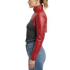 Women's Black Leather Cropped Bolero Shrug Jacket