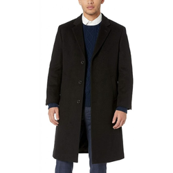 Men's Classic Black Wool Single Breasted Overcoat