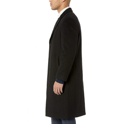 Men's Classic Black Wool Single Breasted Overcoat