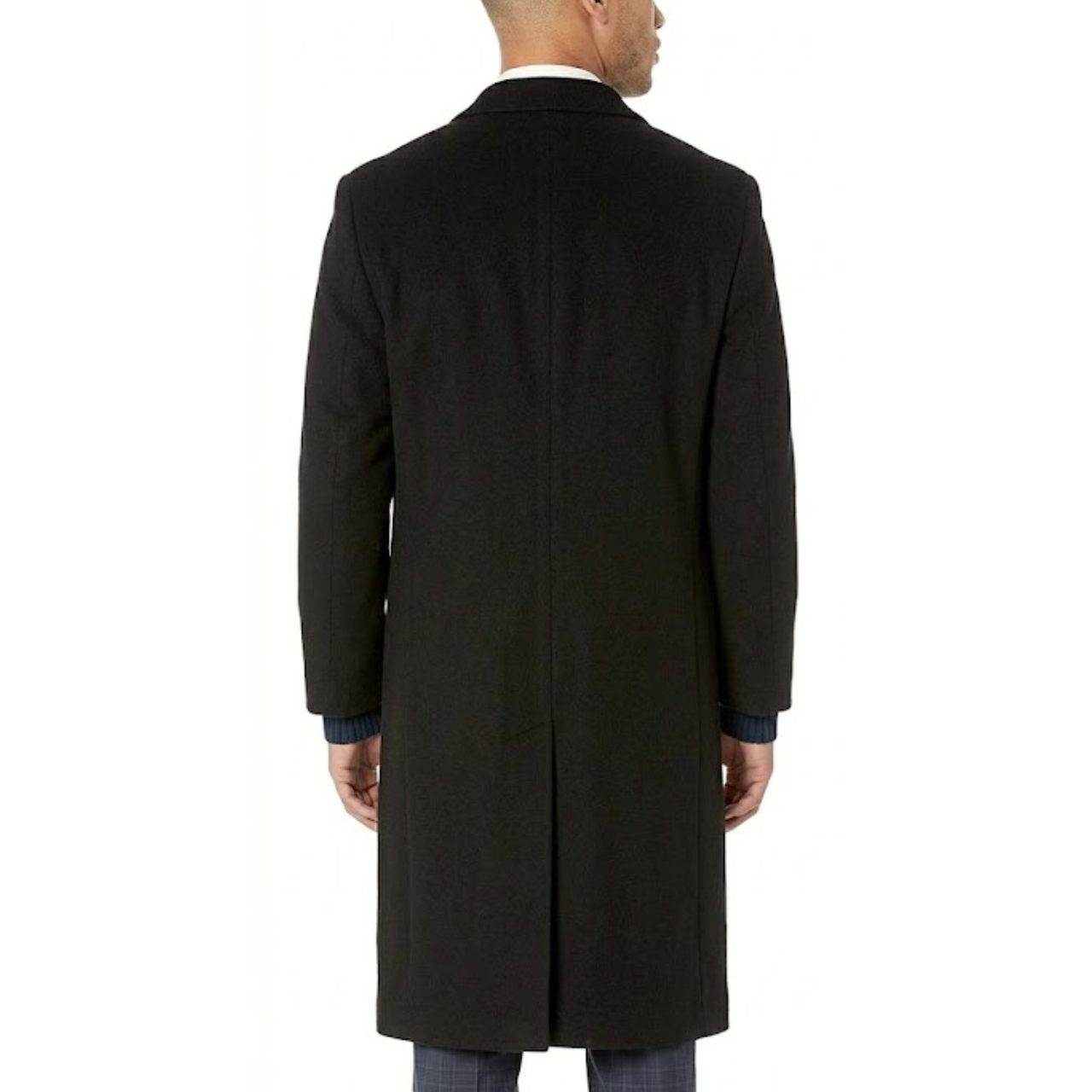 Men's Classic Black Wool Single Breasted Overcoat