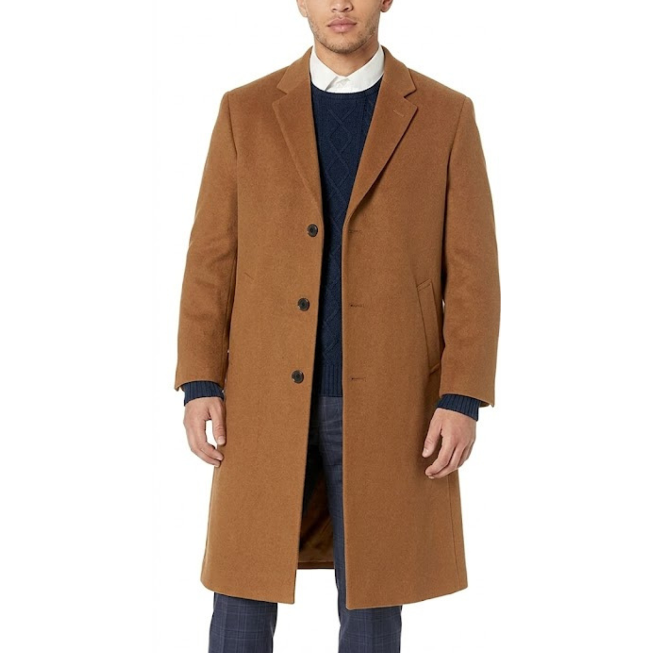 Men's Classic Black Wool Single Breasted Overcoat