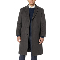 Men's Classic Black Wool Single Breasted Overcoat