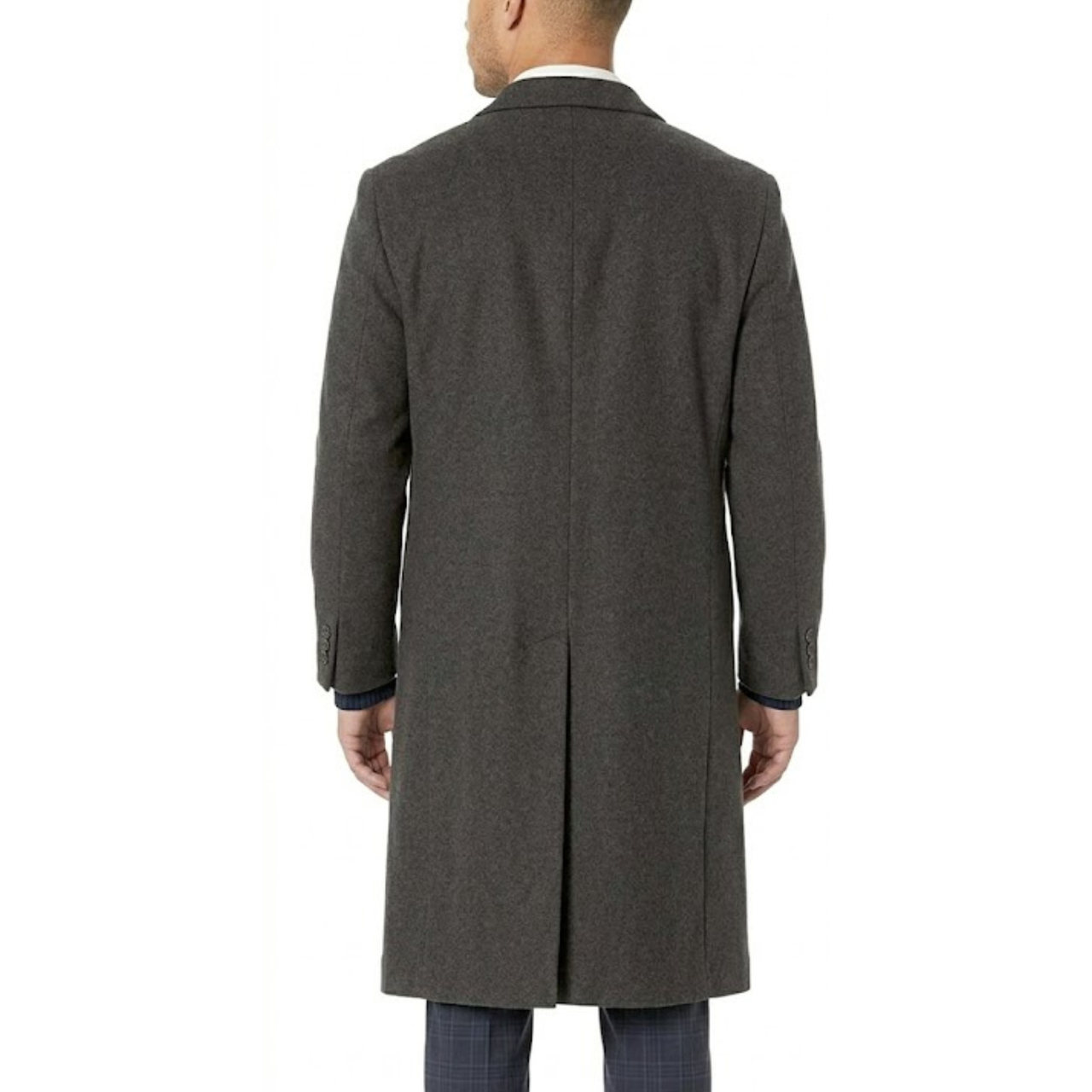 Men's Classic Black Wool Single Breasted Overcoat