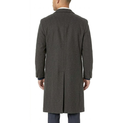 Men's Classic Black Wool Single Breasted Overcoat