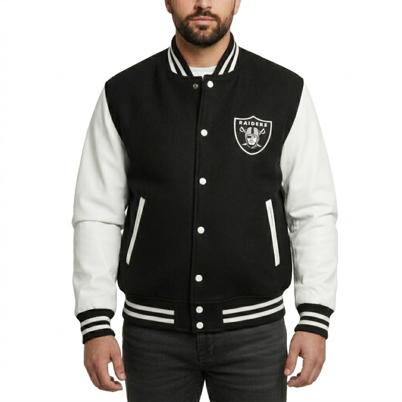 Las Vegas Raiders Wool and Leather Varsity Letterman Jacket