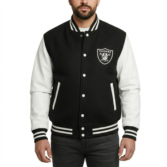 Las Vegas Raiders Wool and Leather Varsity Letterman Jacket