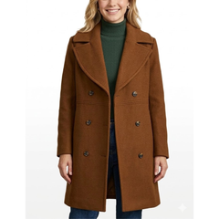 Womens Classic Wool Double Breasted Mid Long Outerwear Coats
