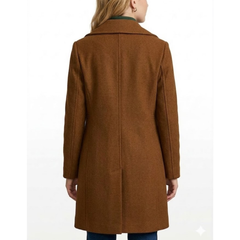 Womens Classic Wool Double Breasted Mid Long Outerwear Coats