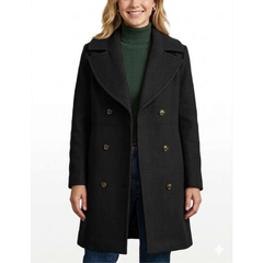 Womens Classic Wool Double Breasted Mid Long Outerwear Coats