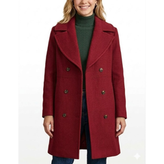 Womens Classic Wool Double Breasted Mid Long Outerwear Coats