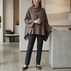 Women's Shawl Wraps Scarf Knit Long Sleeve Button Winter Oversized Peacoat