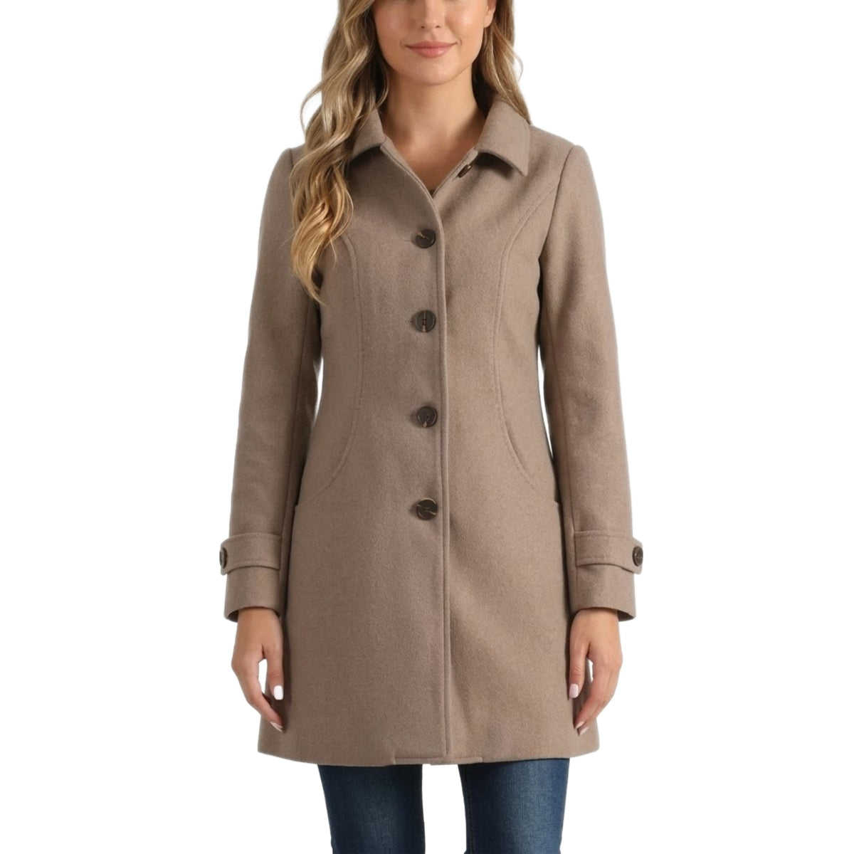 Women’s Winter Outerwear Pan Collar Mid-Thigh Single Breasted Overcoat