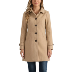 Women’s Winter Outerwear Pan Collar Mid-Thigh Single Breasted Overcoat