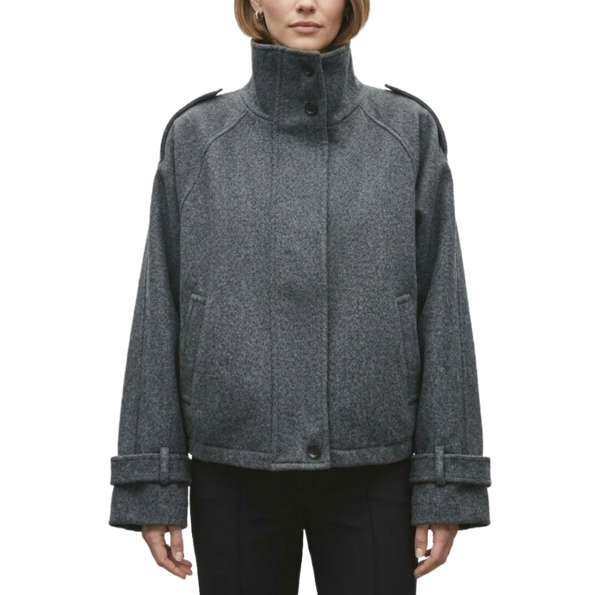 Womens Classic Wool Funnel Neck Oversized Winter Coats