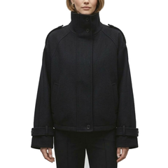 Womens Classic Wool Funnel Neck Oversized Winter Coats